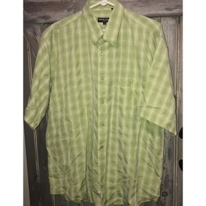 Giorgio Cellini Italy Shirt Mens Large Green Button Down S/S